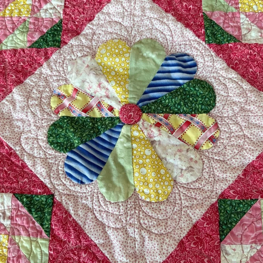 Handmade Pink Colorful Patchwork Quilt